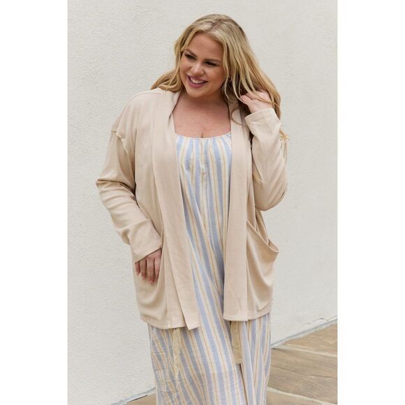 Heyson Full Size Soft Ribbed Open Front Cardigan - Picture 1 of 15